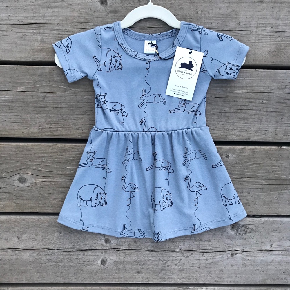 Little & Lively Daphne Dress Line Art Blue Slate